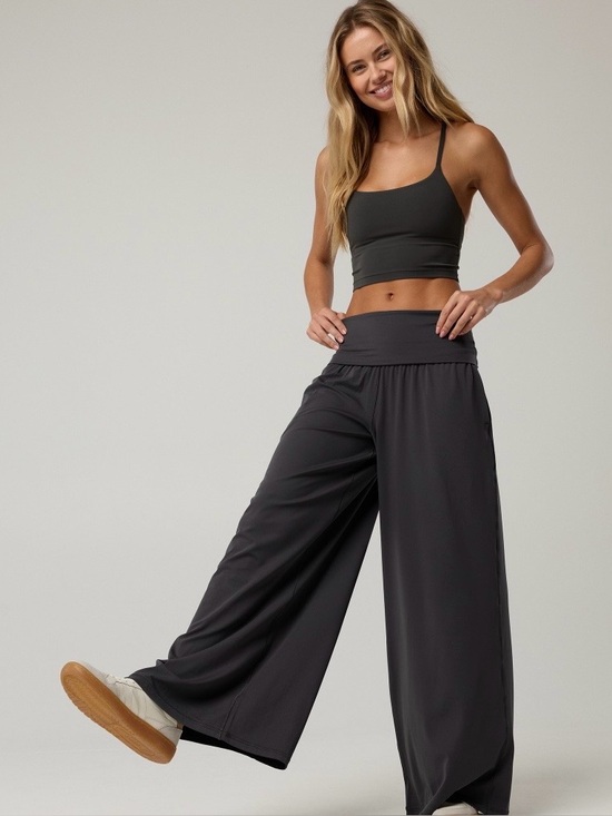 aerie Pants - OFFLINE by Aerie Real Me Black Foldover Super Wide Leg Pants